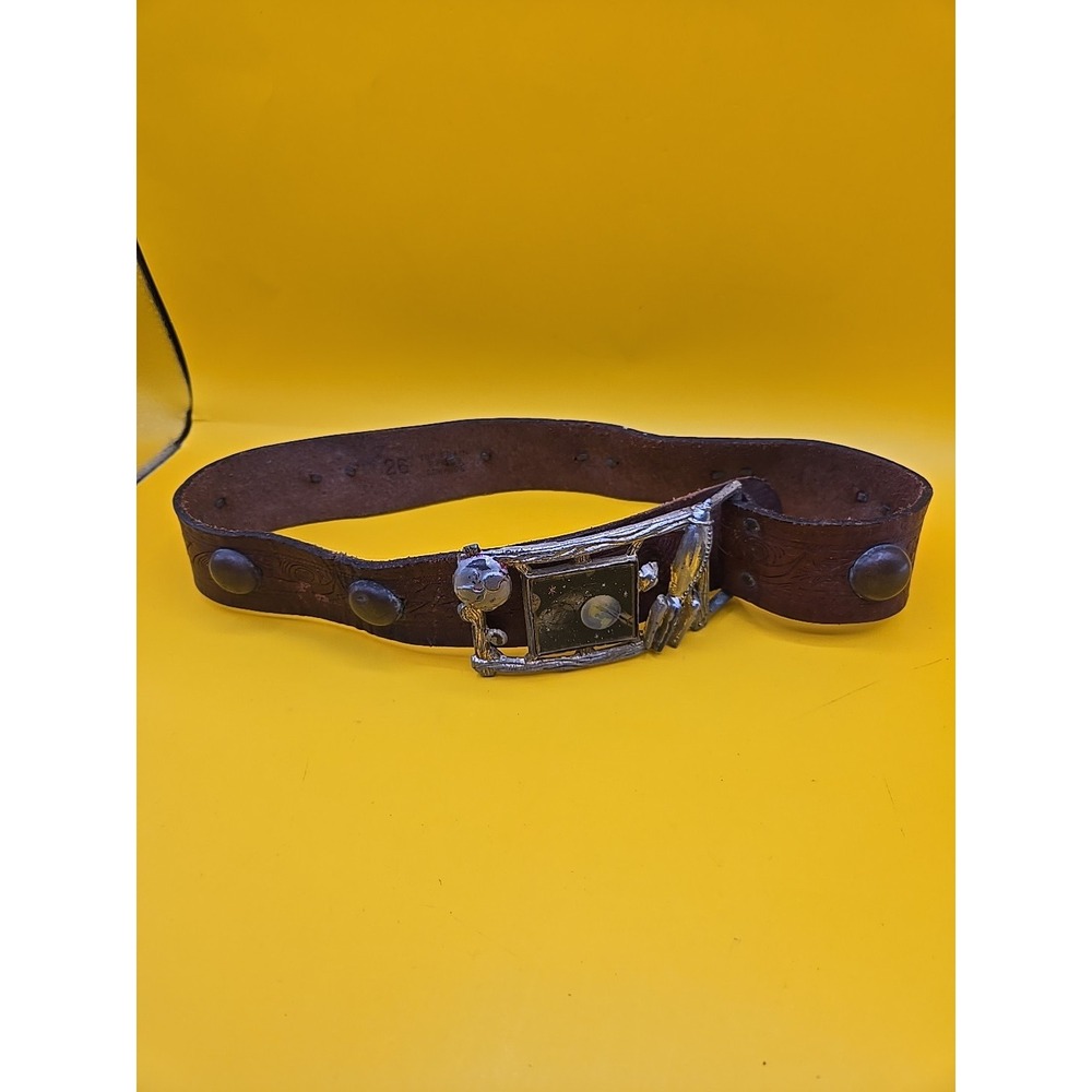RARE Vtg 1950s Space Ranger Action Belt & Lenticular Buckle - Embossed Leather